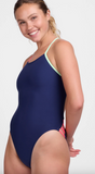 Contrast Gavin Tie-Back Onesie | Navy & Mint & Hot Pink