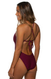 Jackson Tie-Back Onesie | Cabernet