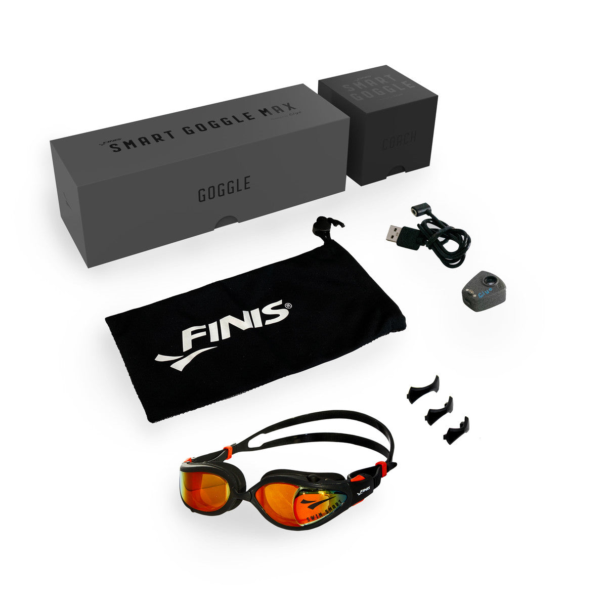 FINIS Smart Goggle Max Swim Kit | Smart Goggle Max with Digital In-Goggle Display and Fitness Tracking