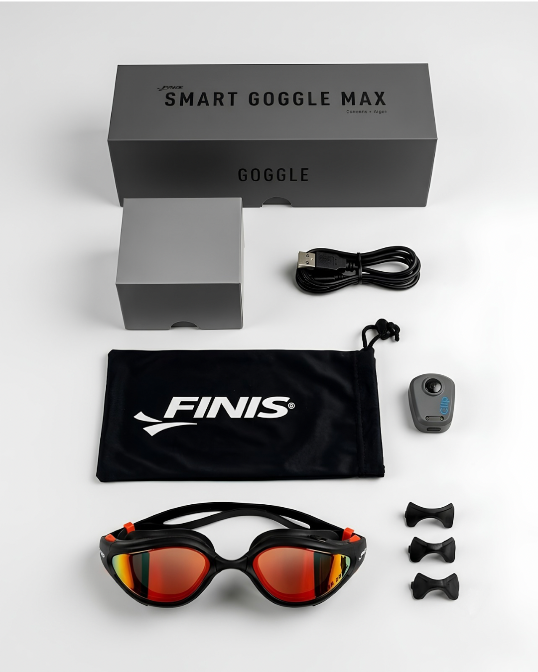 FINIS Smart Goggle Max Swim Kit | Smart Goggle Max with Digital In-Goggle Display and Fitness Tracking