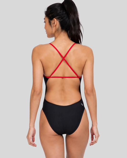Contrast Brandon Fixed-Back Onesie | Black & Red