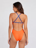 Contrast Brandon Fixed-Back Onesie | Sun / Blueberry