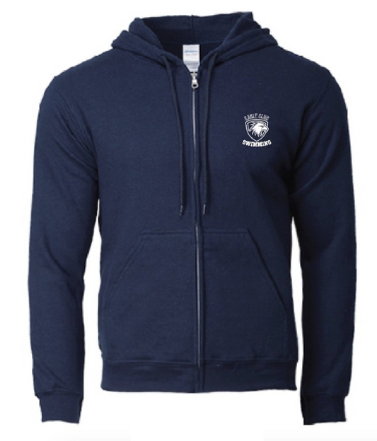 EAGLE UNISEX ZIP NAVY HOODIE |  SWIMMING