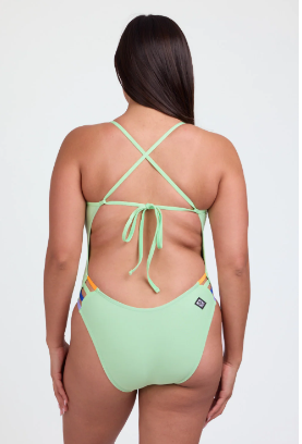 Contrast Gavin Tie-Back Onesie | Mint Multi