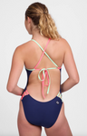 Contrast Gavin Tie-Back Onesie | Navy & Mint & Hot Pink