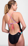 Contrast Gavin Tie-Back Onesie | Black & Hawaii Blue & Strawberry