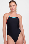 Contrast Gavin Tie-Back Onesie | Black & Hawaii Blue & Strawberry