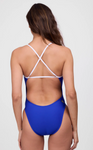 Contrast Brandon Fixed-Back Onesie | Blueberry & White